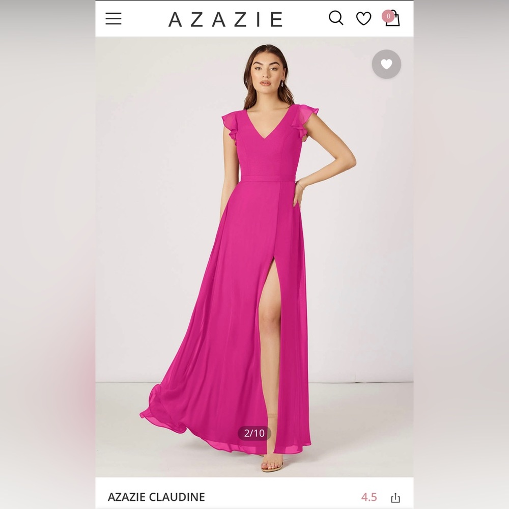 Azazie Claudine bridesmaid dress in fuschia, fits more like 10-12, tight in ribs